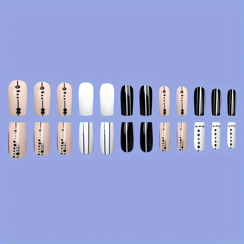 Artistic Geometric Press-On Nail Art Stornfield