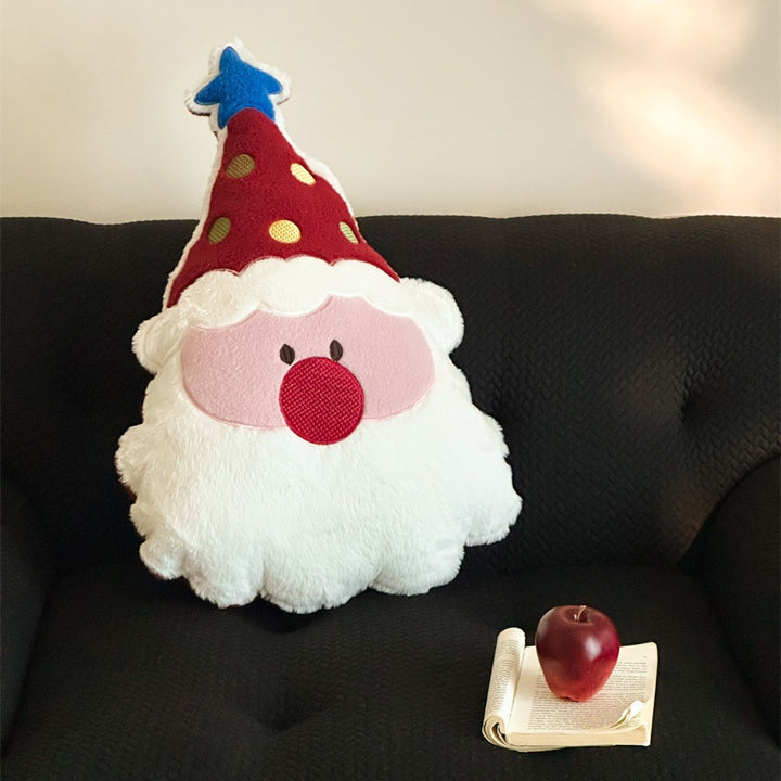 Christmas cuddle pillow in Santa face with soft plush cover and appliqués
