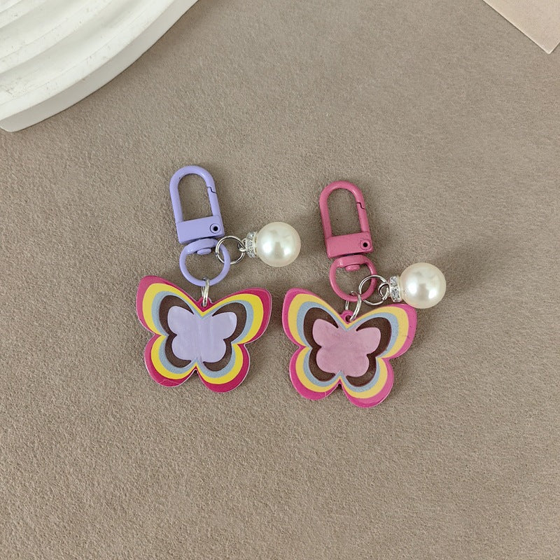 Keychain with butterfly and pearl accent Stornfield
