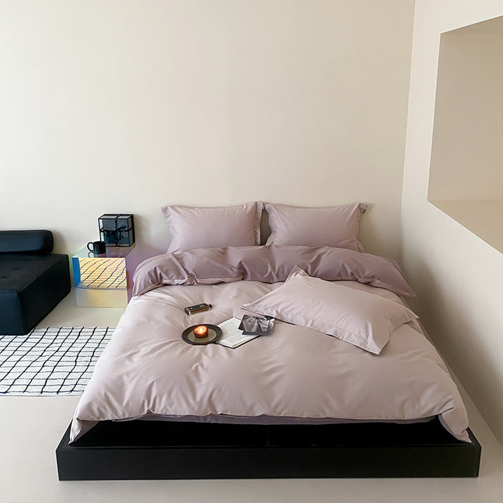 Reversible satin duvet cover set with silky soft finish and hotel closure