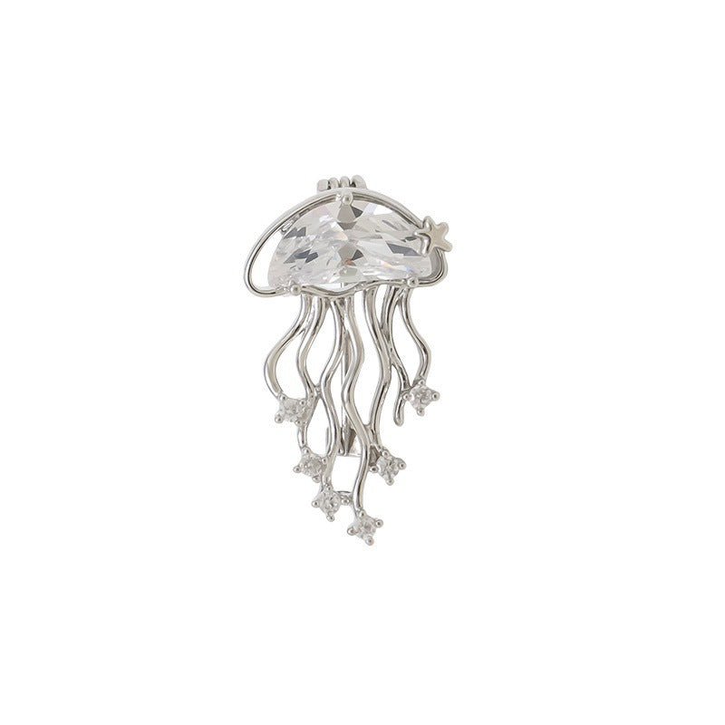 Elegant jellyfish brooch with sparkling crystals Stornfield