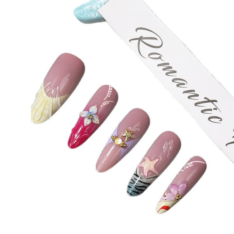 Artistic Shell-Inspired Press-On Nail Set Stornfield