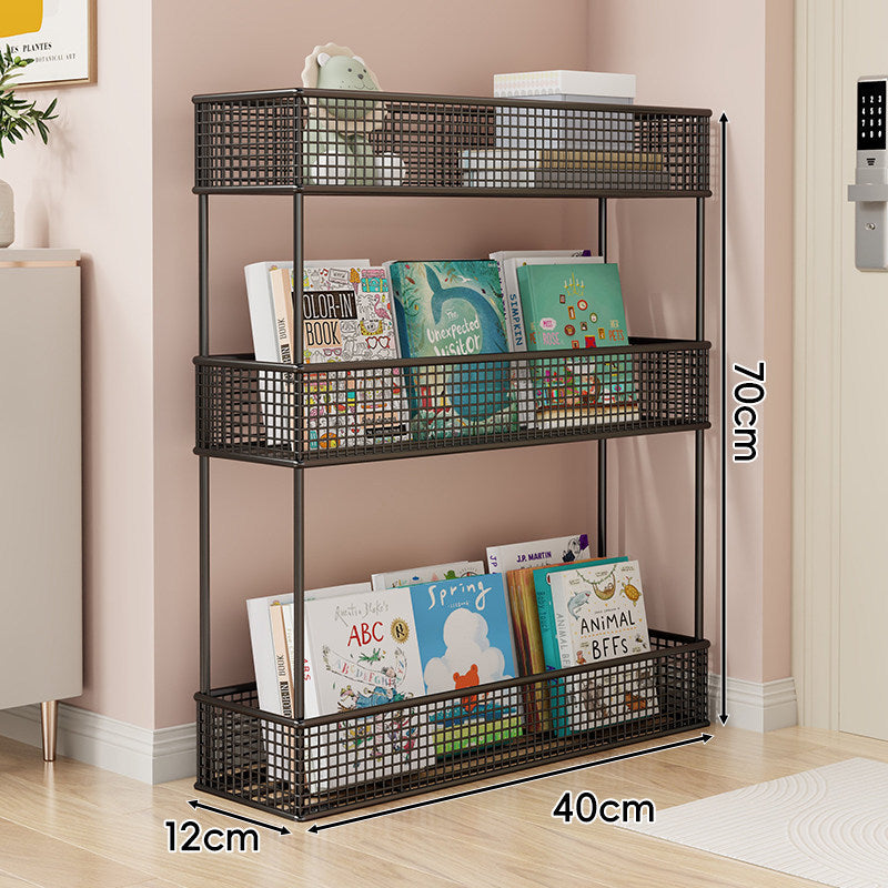 Freestanding Mesh Four-Tier Book and Toy Storage Shelf