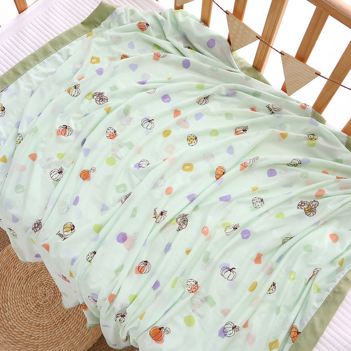 Unisex Nan cozy baby blanket made of cotton muslin with breathable filling and satin edge Stornfield