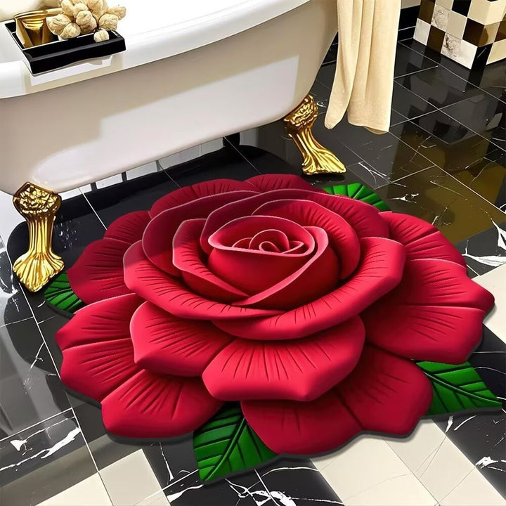 3D Floral Design Bath Mat