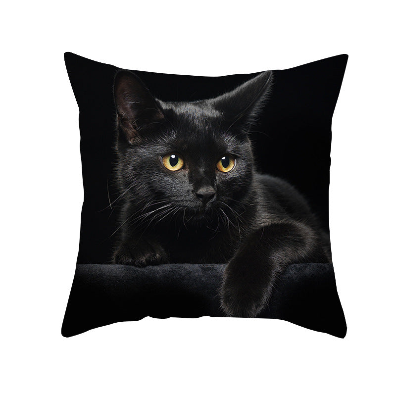 Photoreal Cat Portrait Square Pillow Cover with Concealed Zipper Linen-Blend