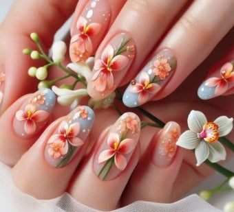 Floral Articulated Acrylic Nail Extensions Stornfield