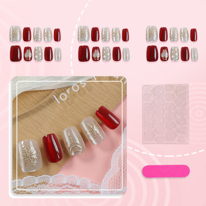 Festive Holiday-Themed Press-On Nail Art Kit