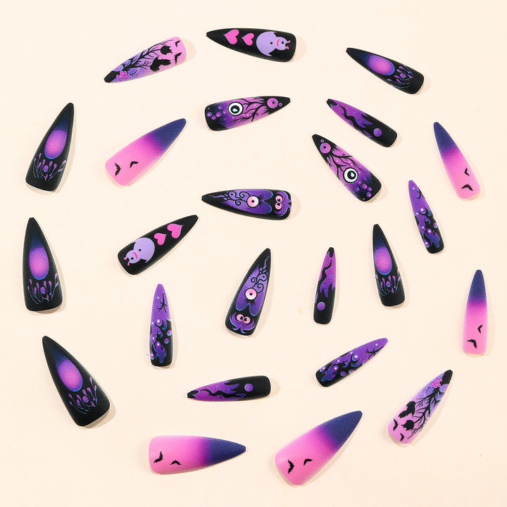 Gothic Halloween-Inspired Stiletto Nail Art Extensions Stornfield