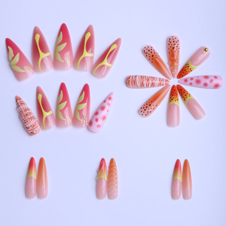 Exquisite Artificial Nails with Floral Accents Stornfield