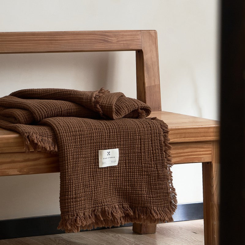 Women’s high-quality and luxurious waffle texture plaid blanket Stornfield