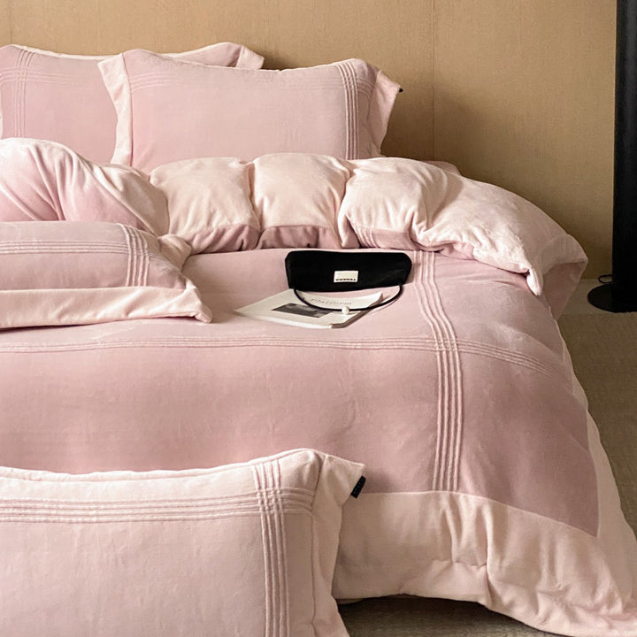 Linen-Blend Pintuck Duvet Cover Set with Matching Pillow Shams