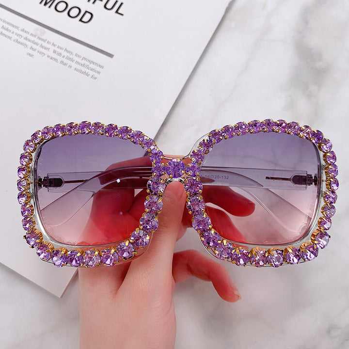 Glamorous Rhinestone-Embellished Oversized Sunglasses Stornfield