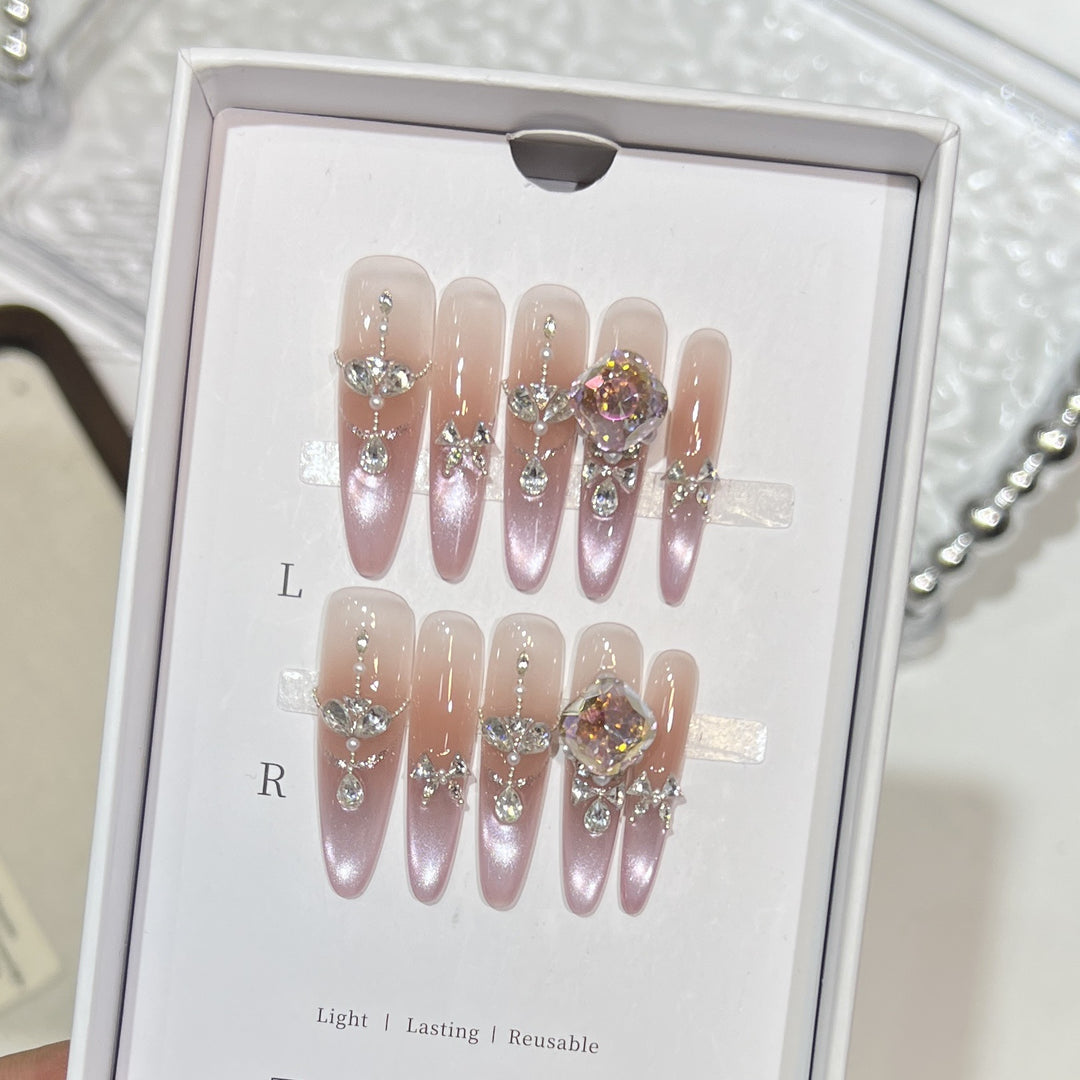 Decorative Rhinestone-Embellished Stiletto Press-On Nails Stornfield