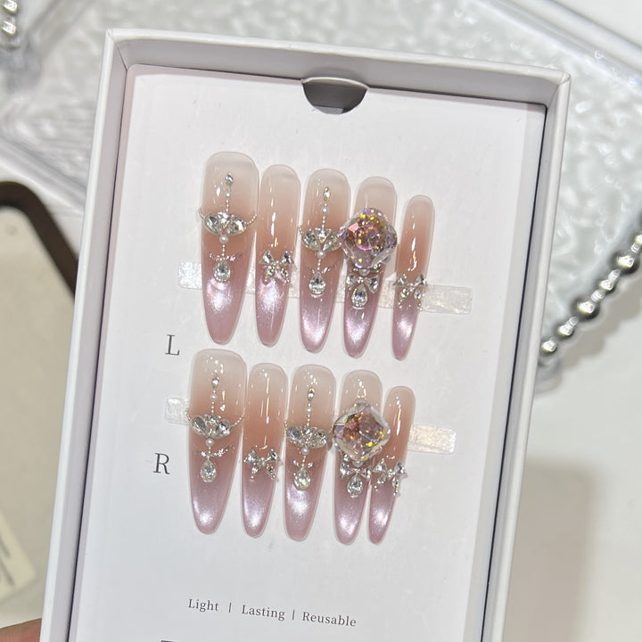 Decorative Rhinestone-Embellished Stiletto Press-On Nails Stornfield