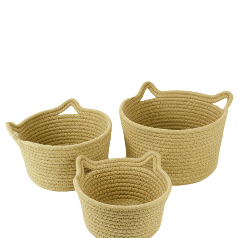 Women's Round Woven Storage Basket with Practical Handles Stornfield