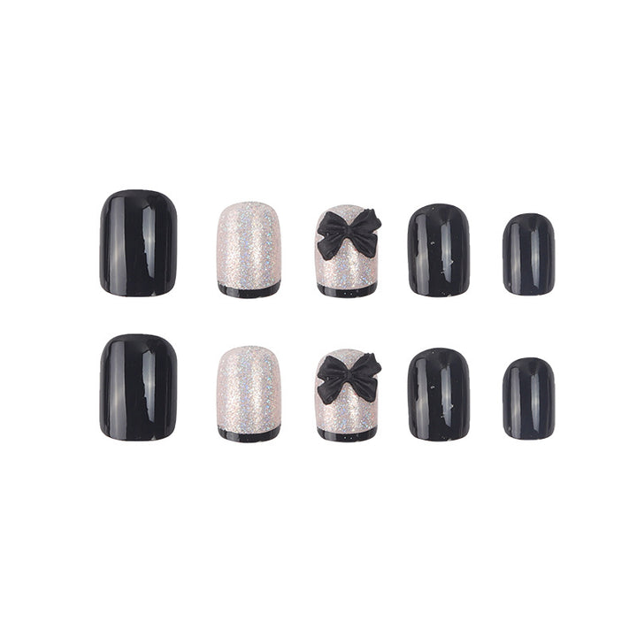 Elegant Stiletto Press-On Nail Set with Decorative Bow Accents Stornfield