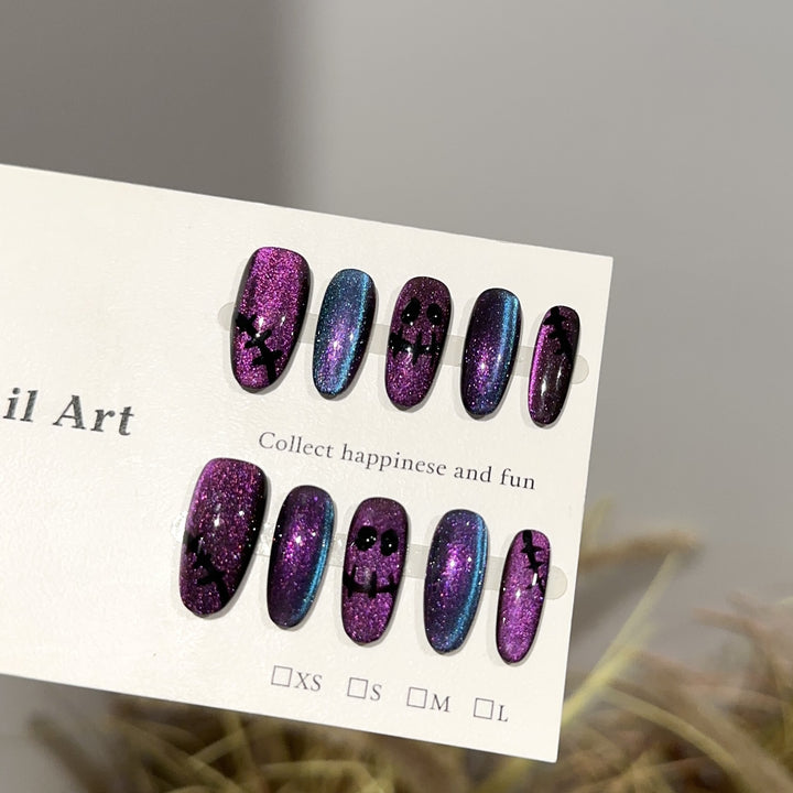 Halloween-Themed Glittering Press-On Nail Art Set