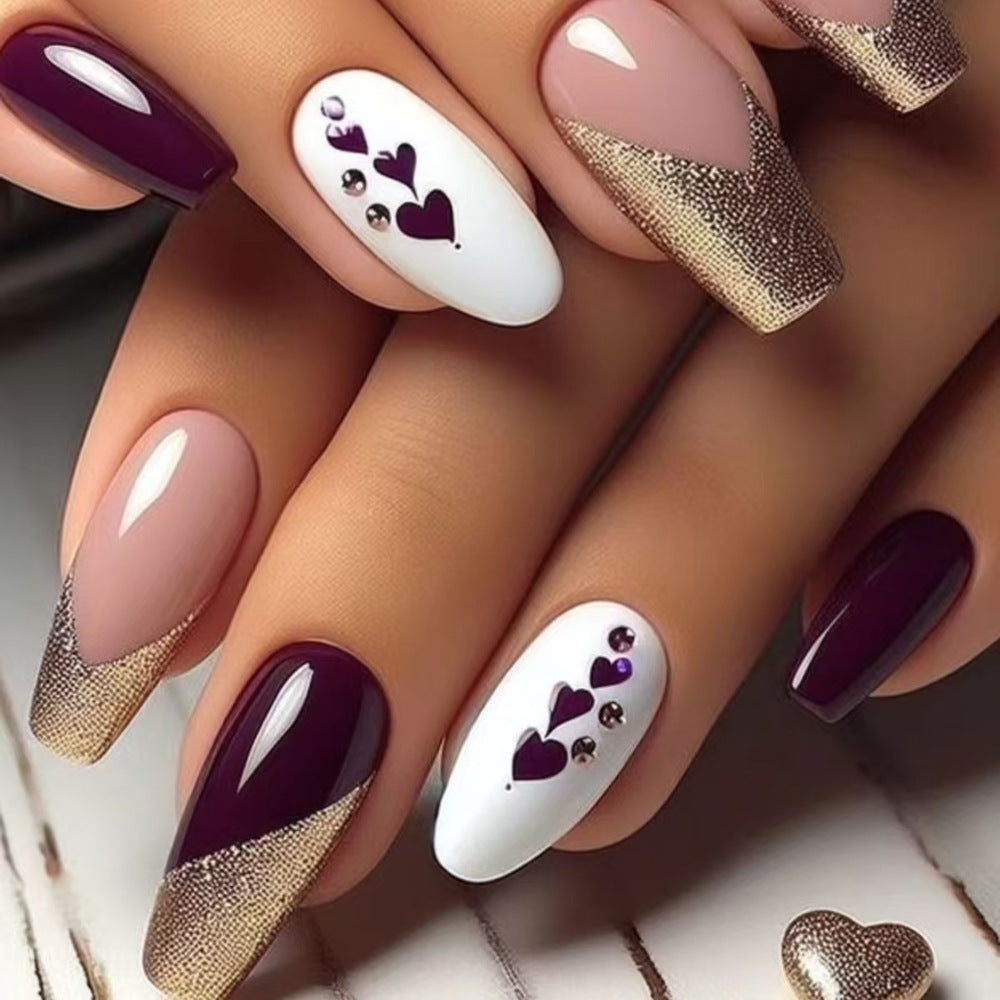Heart-Embellished Ombre Press-On Nails Stornfield