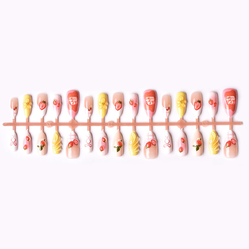 Charming Strawberry-Themed Press-On Nail Art Set Stornfield