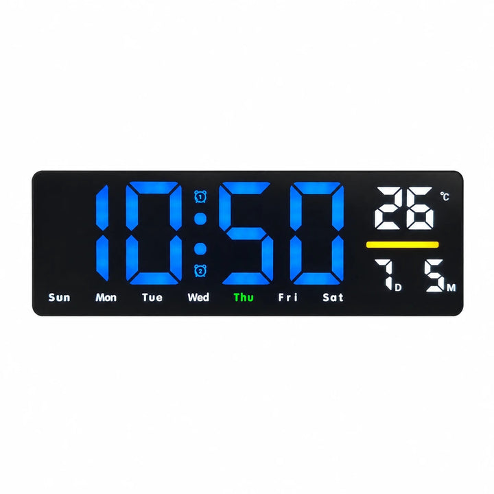 Digital wall clock with temperature and calendar display Stornfield
