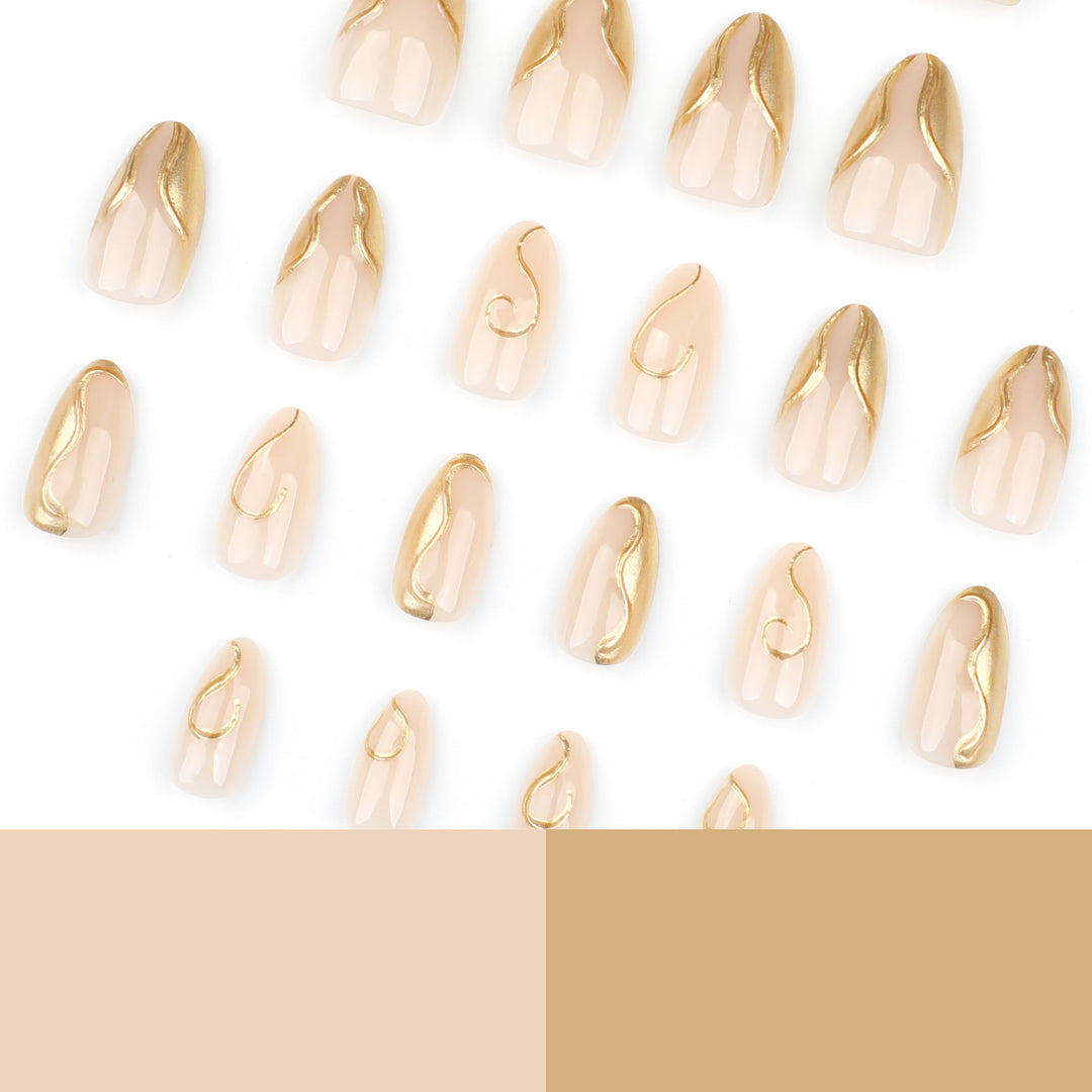 Artistic Stiletto Nails with Elegant Gold Accents Stornfield