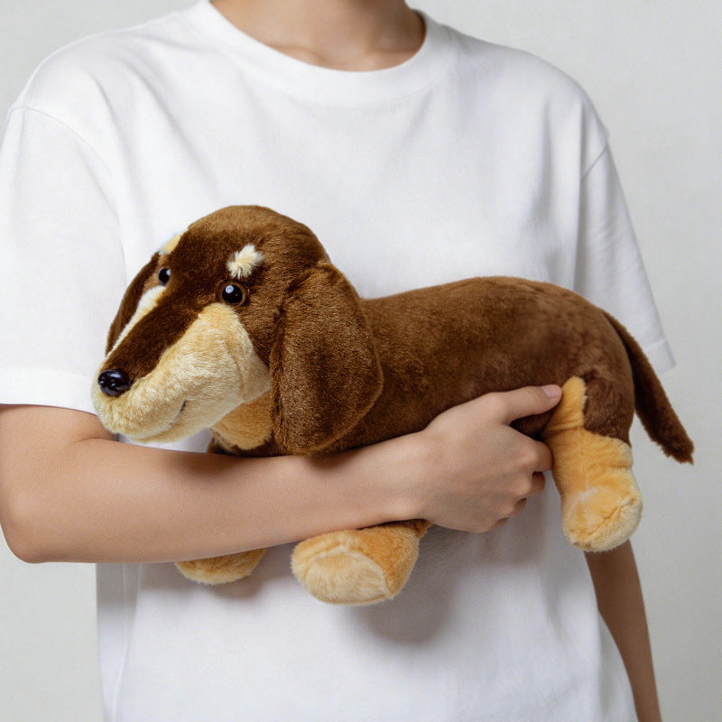 Realistic Long-Body Dachshund Plush Toy with Ultra-Soft Faux Fur and Bean-Filled Paws Stornfield