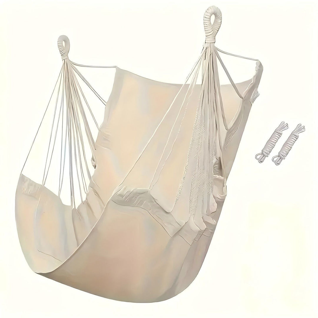 Hanging hammock chair with reinforced cotton canvas and integrated arm pockets Stornfield
