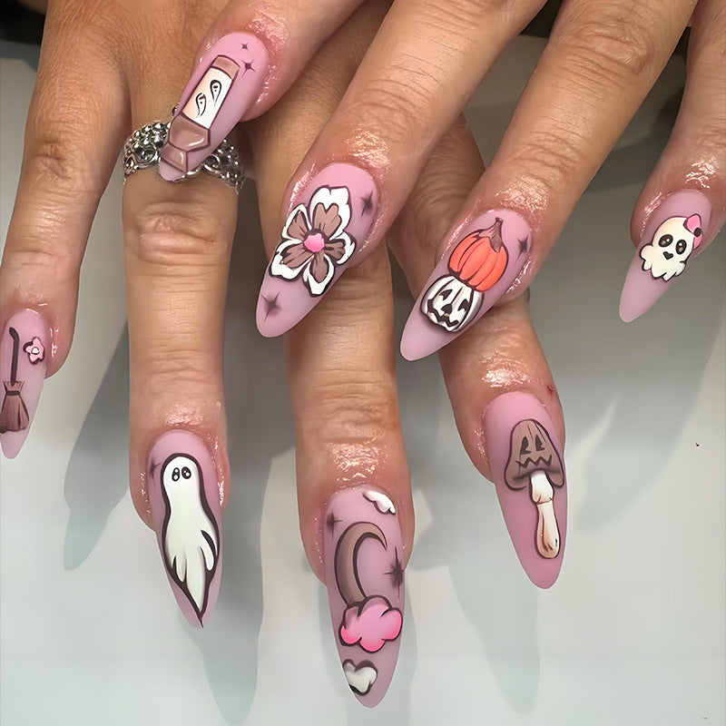 Artificial Nail Set with Playful Halloween Designs Stornfield