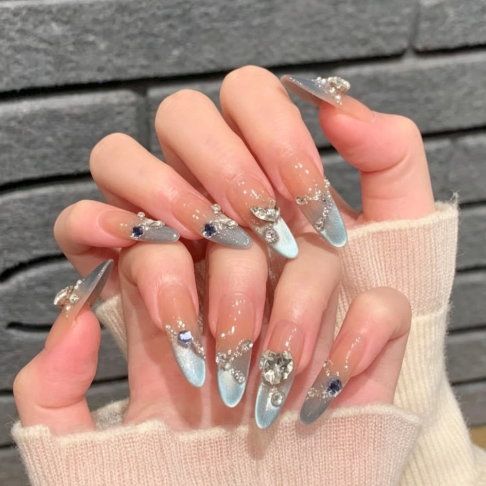 Press-On Stiletto Nails with Decorative Gemstone Accents Stornfield