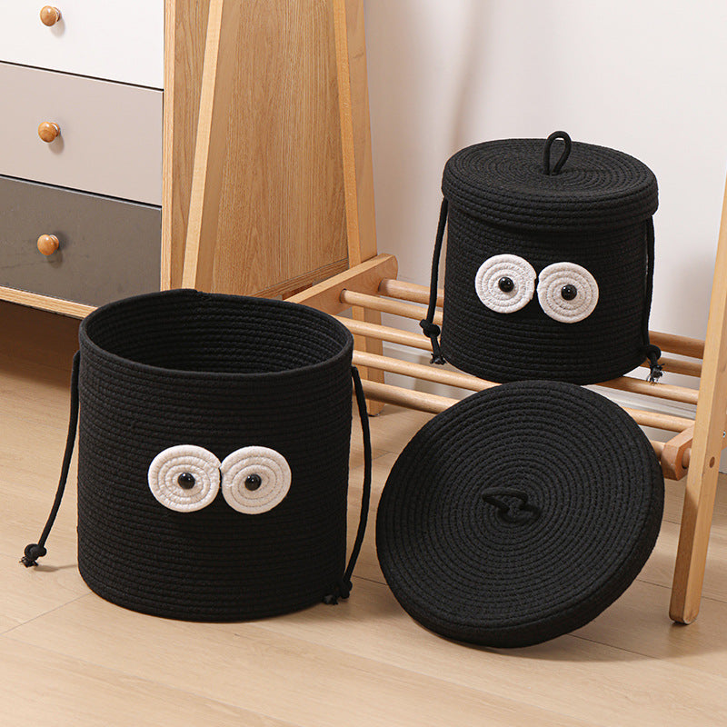 Women's Round Storage Basket with Lid and Eye Design Stornfield