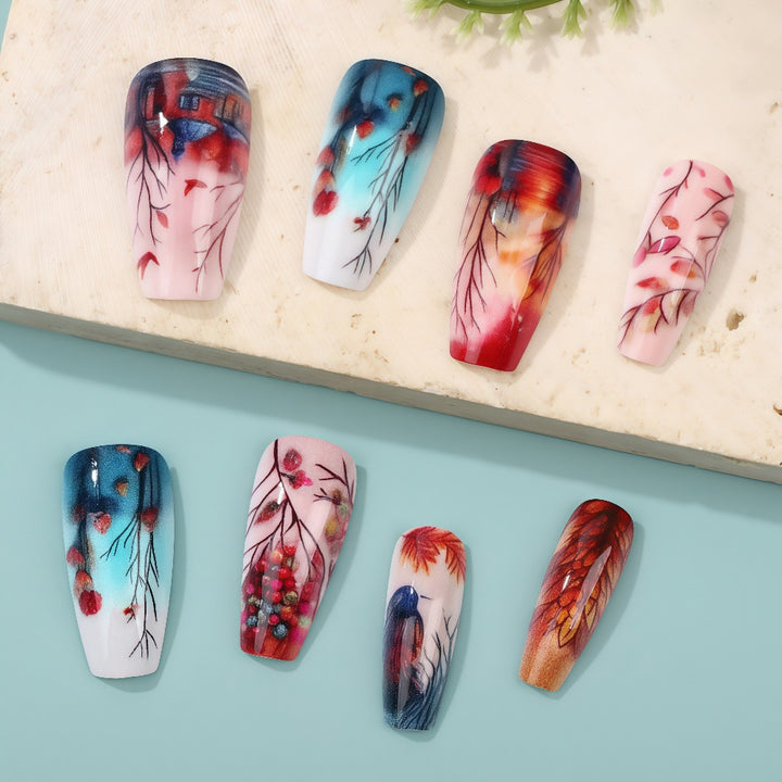 Creative artificial nails with floral and artistic patterns Stornfield
