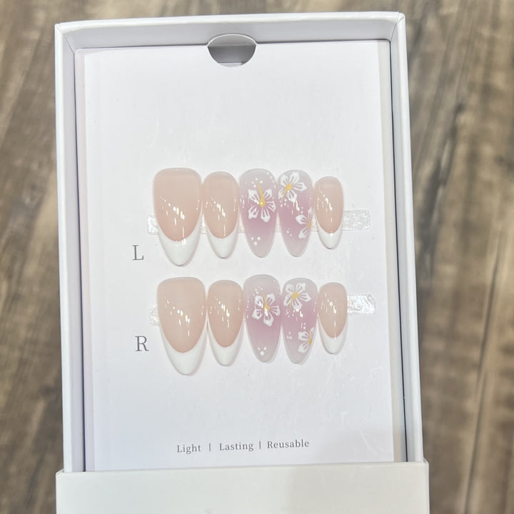 Floral-Design Reusable Press-On Nail Set Stornfield