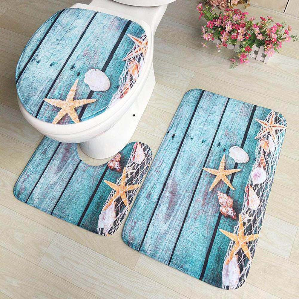 Stylish Geometric Pattern Bathroom Mat Set