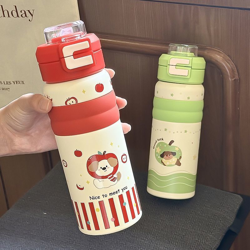 Women's Insulated Water Bottle with Safe Flip Lid and Cute Dog Motif Stornfield
