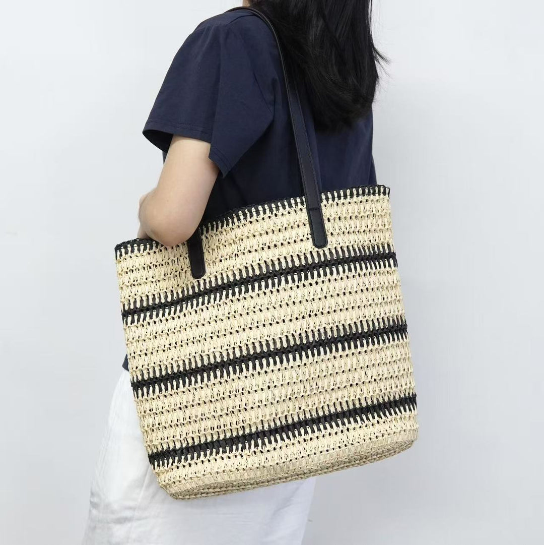 Beach bag with modern stripes and robust carrying straps Stornfield