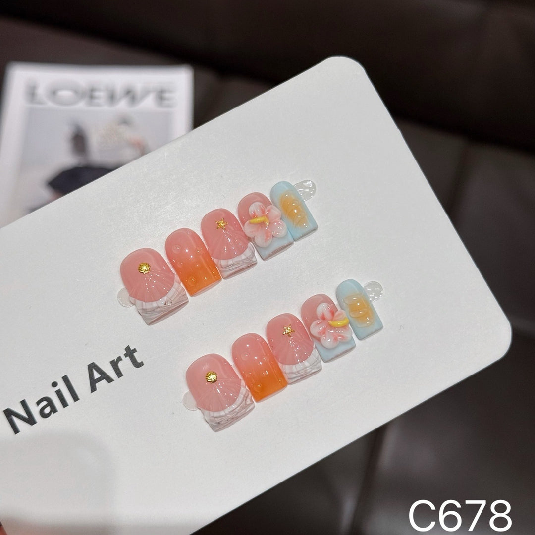 Premium Floral Press-On Nail Art Set