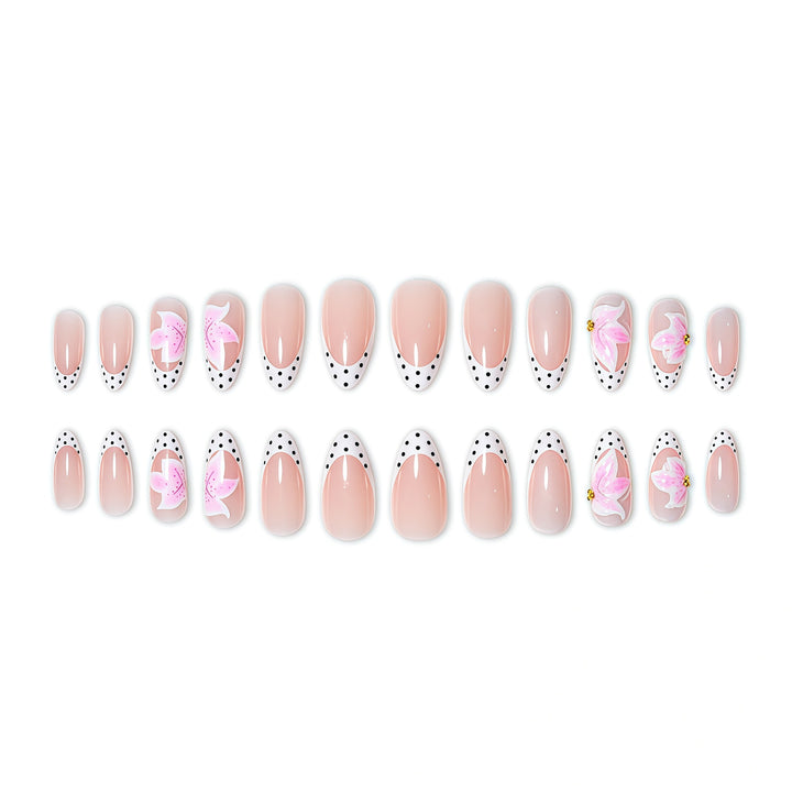 Artistic Floral and Polka Dot Press-On Nail Extensions Stornfield