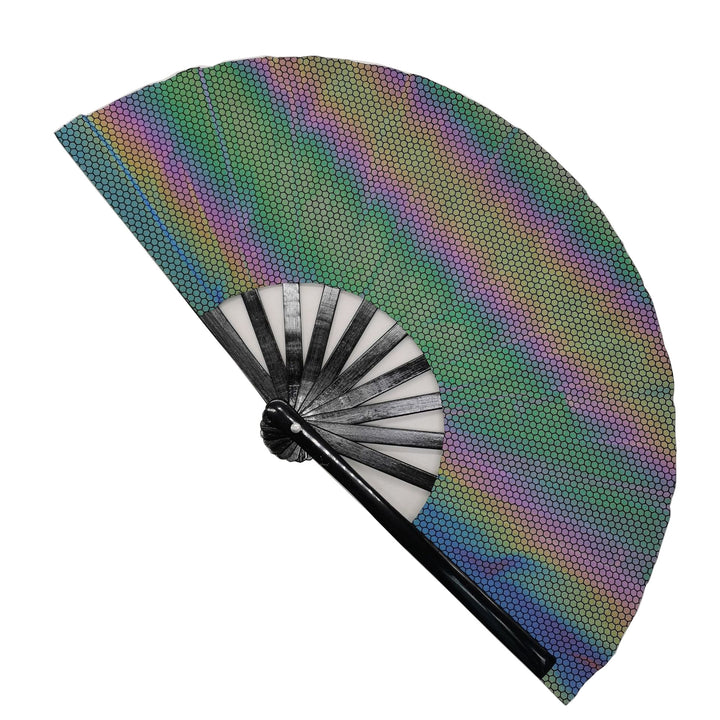 Ladies fan made of lightweight fabric with colorful geometric design Stornfield
