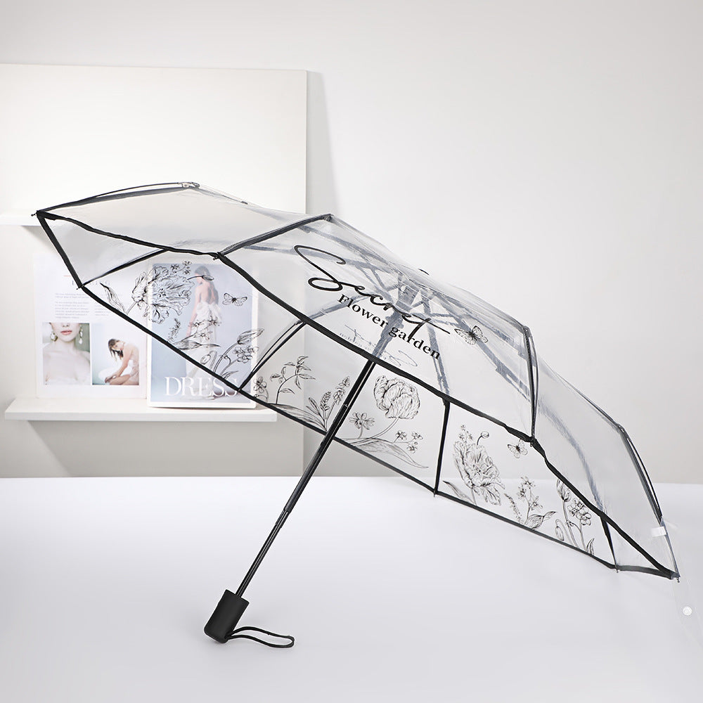 Ladies elegant transparent umbrella with romantic design Stornfield