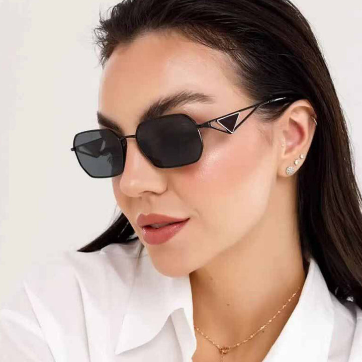Women geometric luxury sunglasses with slim glossy frame Stornfield