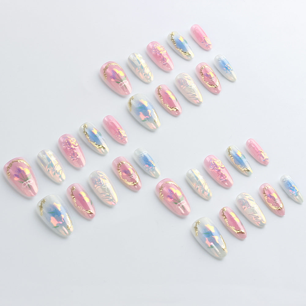 Artistic Floral Press-On Nail Art Stornfield