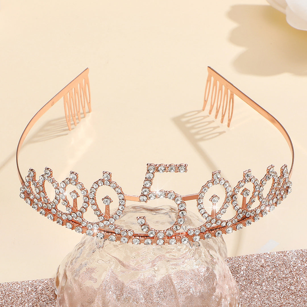 Women Glittering Tiaras with Festive Birthday Banner Stornfield