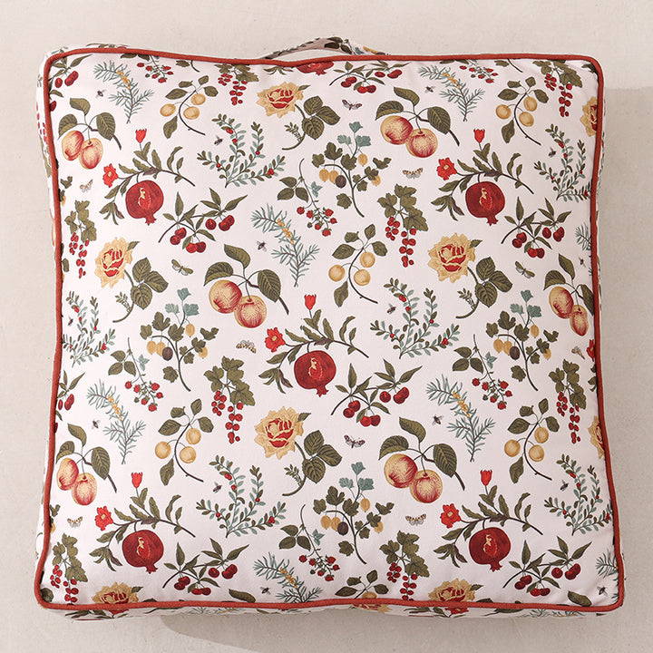 Large decorative seat and floor cushion with floral pattern