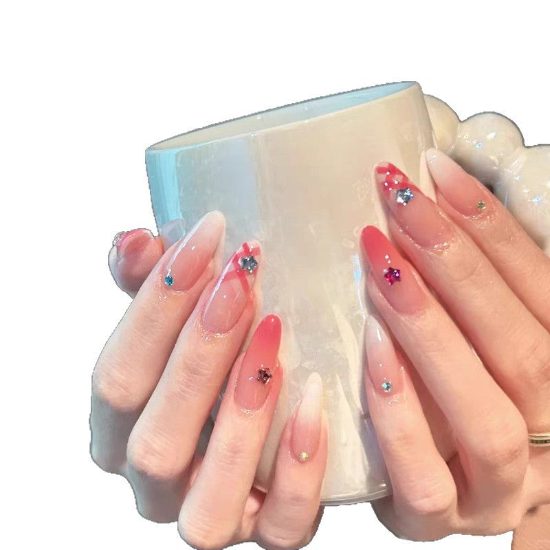 Stylish Press-On Nail Set with Gemstone Accents Stornfield