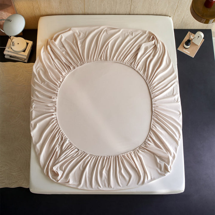 Round Deep-Pocket Stretch Jersey Fitted Sheet with Elastic Skirt