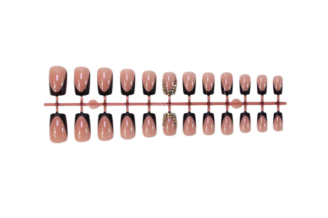 Acrylic nail set with elegant French design and glamorous accents Stornfield