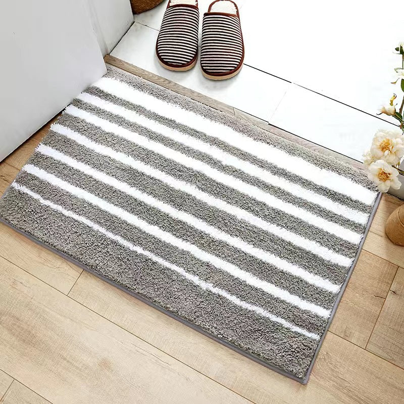 Luxurious Striped Plush Bath Mat