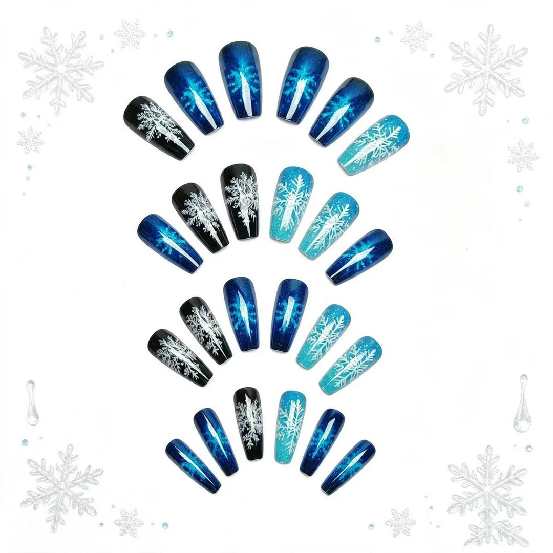 Creative Artificial Nails in Winter Snowflake Design Stornfield