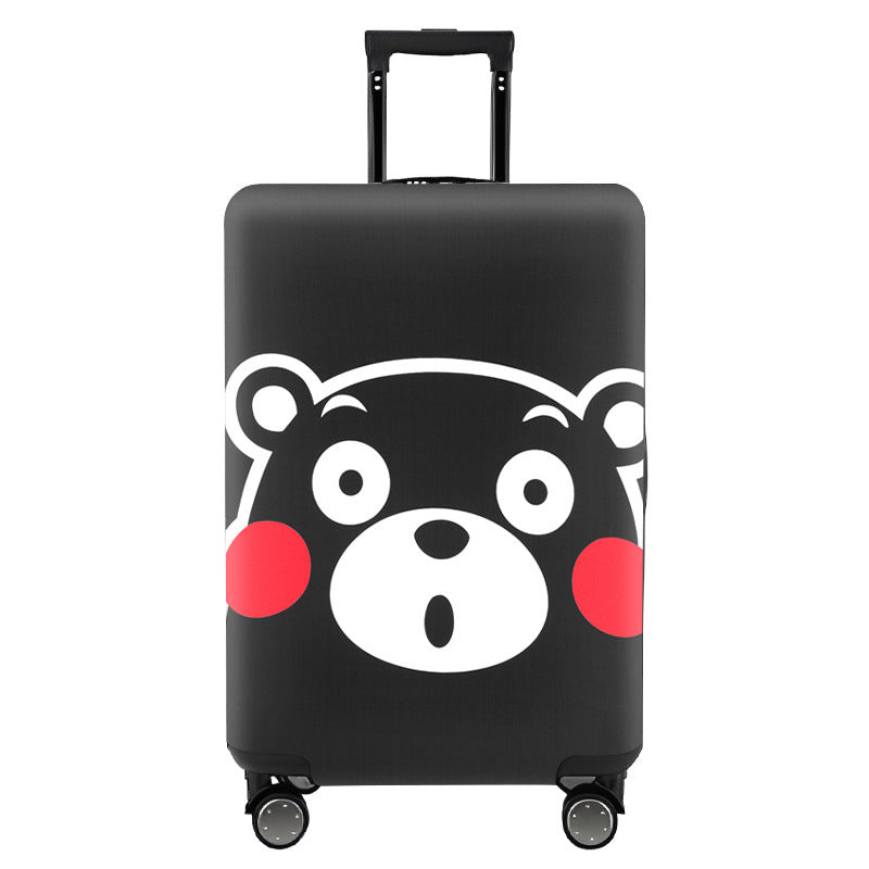 Unisex nan elastic motif suitcase cover made of stretchable polyester with handle and wheel openings Stornfield